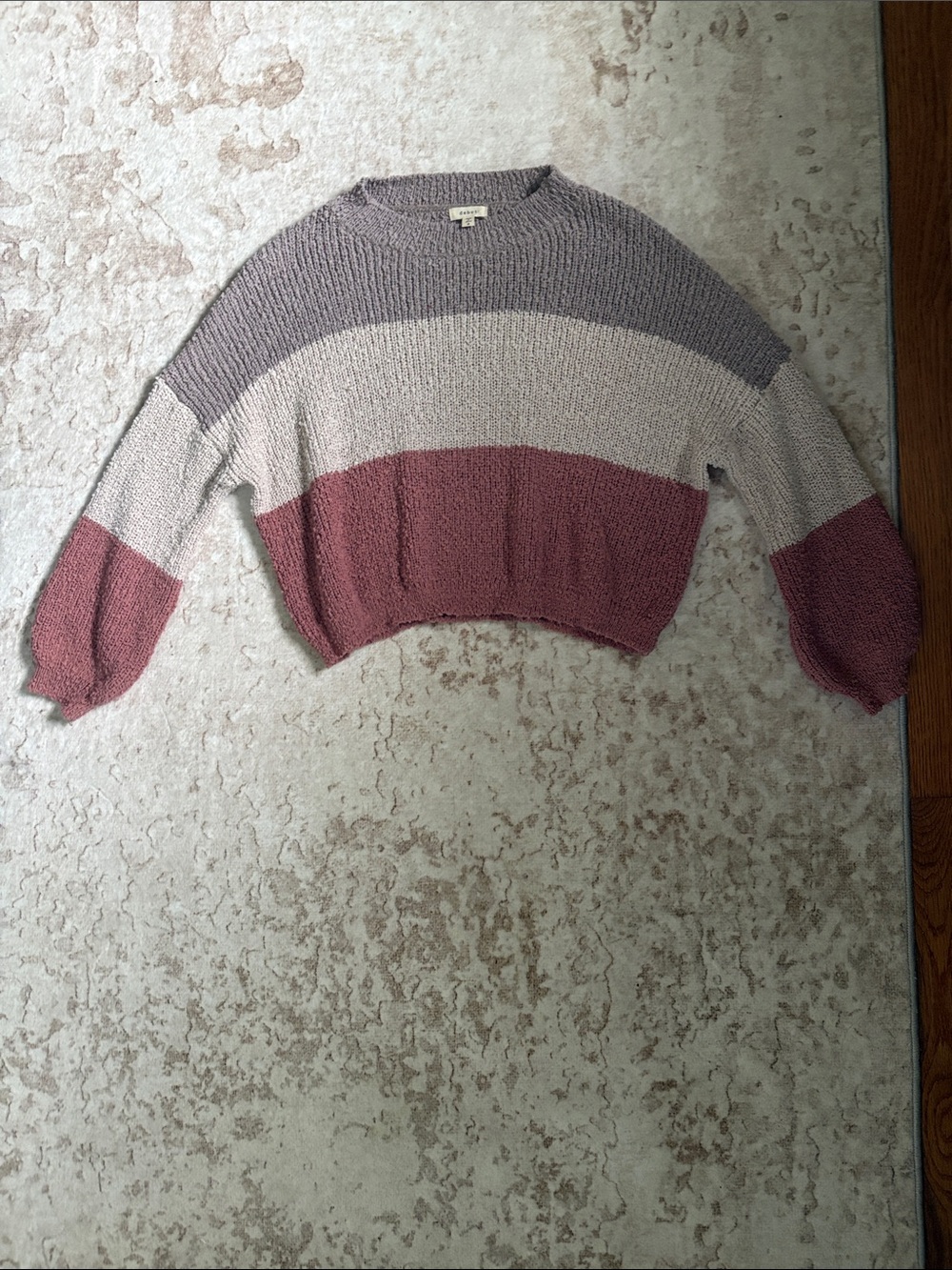 debut Cropped Colorblock Sweater in Mauve, Cream & Dusty Rose